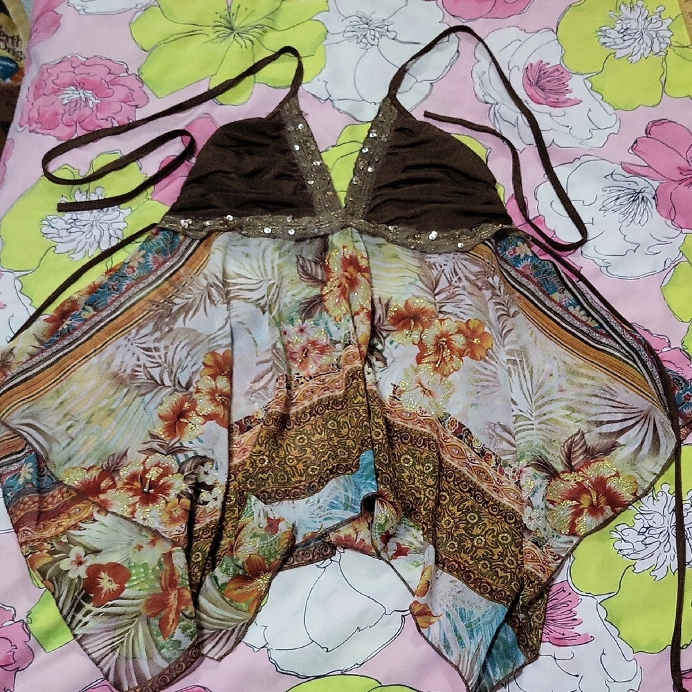 DO+BE Chocolate Brown Halter Top